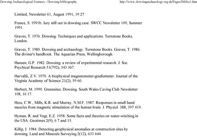 Dowsing Archaeological Features Iii Tb T Business Development